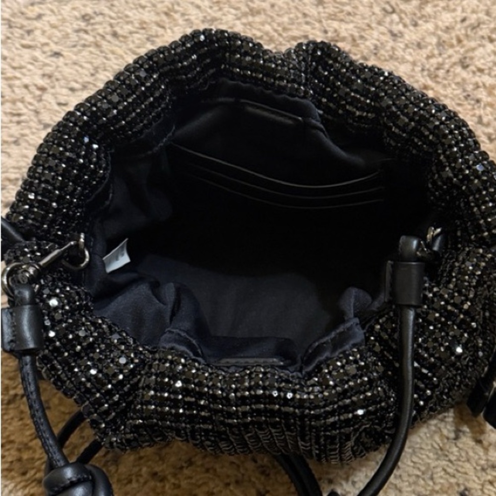 NWT Glitter Dumpling Weighty Squishy Black Crystal Encrusted evening Bag - Picture 3 of 3